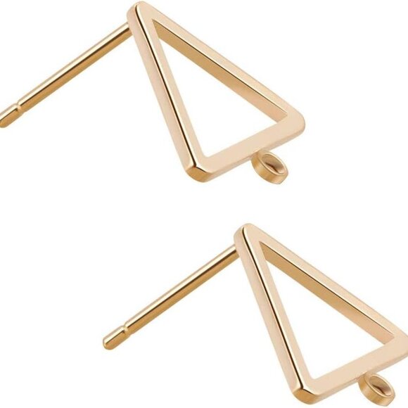 Other - 10Pcs 18K Real Gold Plated Triangle Shape Earring Studs Posts with Hole for Wedd